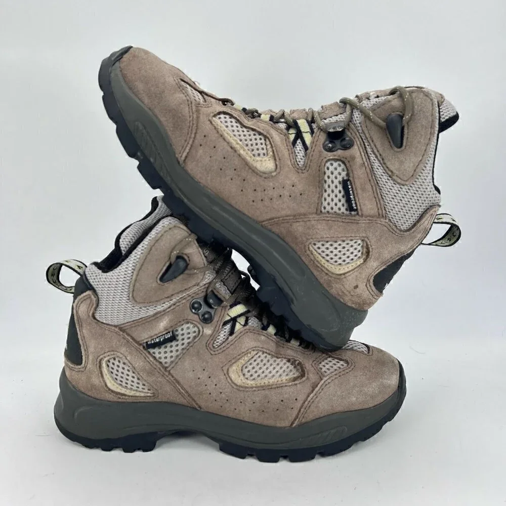 Vasque Breeze Gray Tan Youth Waterproof Suede Hiking Boots Trail 7201 Size 3